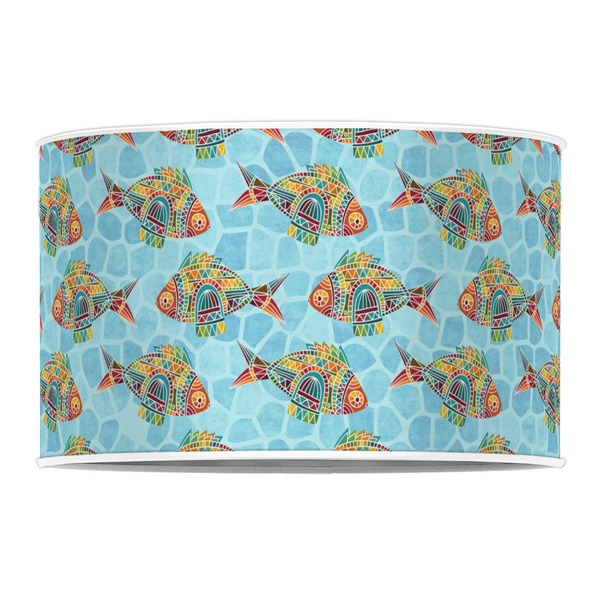Mosaic Fish 12" Drum Lampshade - FRONT (Poly Film)