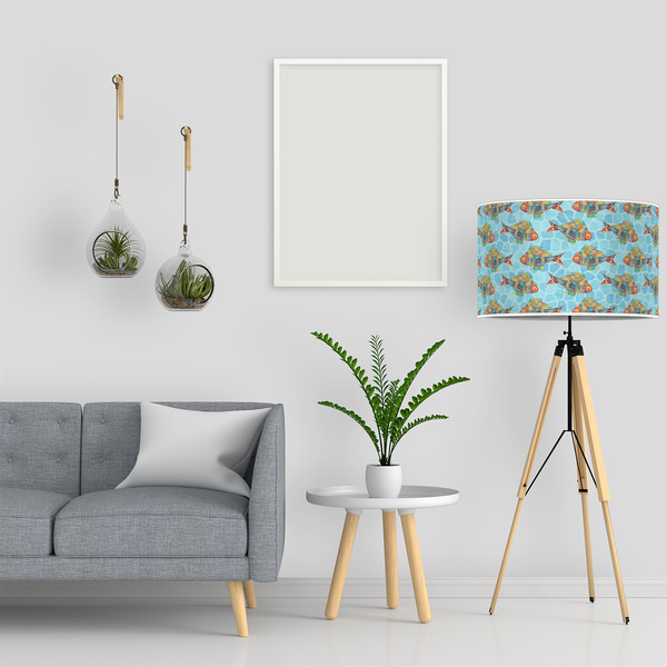 Mosaic Fish 12" Drum Lampshade - LIFESTYLE