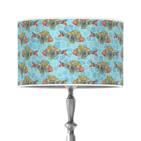 Custom Mosaic Fish 12" Drum Lamp Shade - Poly-film