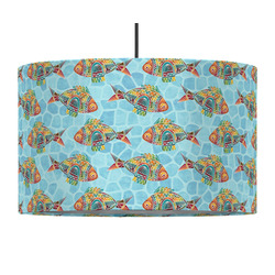 Mosaic Fish 12" Drum Pendant Lamp - Fabric