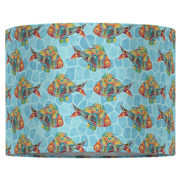 Mosaic Fish 16" Drum Lampshade - FRONT (Fabric)