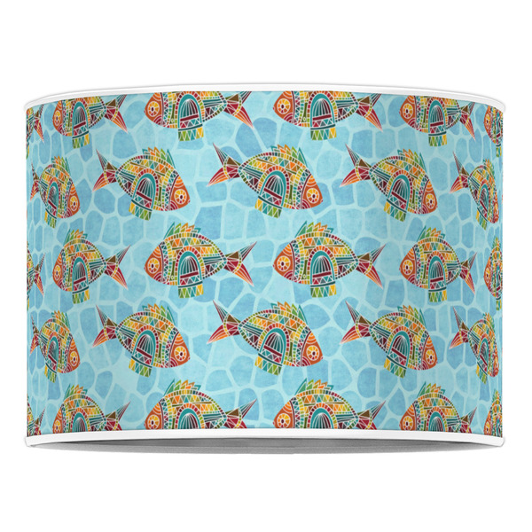 Mosaic Fish 16" Drum Lampshade - FRONT (Poly Film)