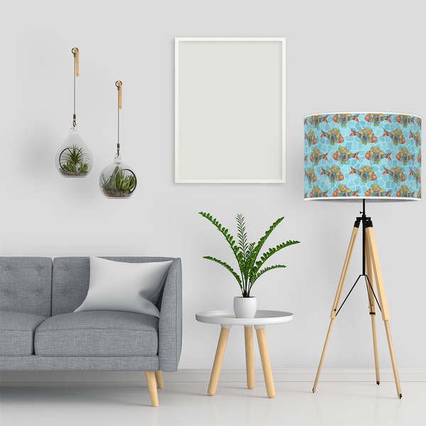 Mosaic Fish 16" Drum Lampshade - LIFESTYLE