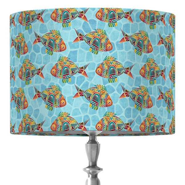 Custom Mosaic Fish 16" Drum Lamp Shade - Fabric