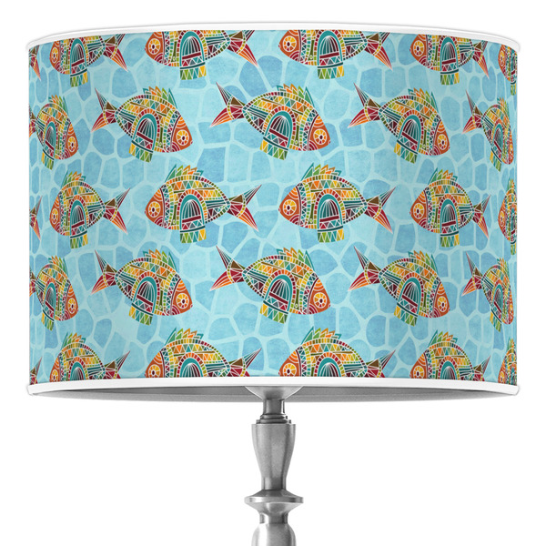 Custom Mosaic Fish 16" Drum Lamp Shade - Poly-film