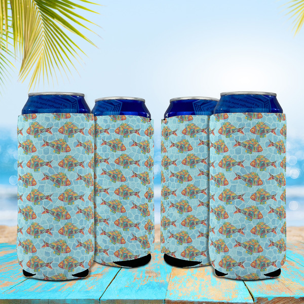 Mosaic Fish 16oz Can Sleeve - Set of 4 - LIFESTYLE