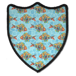 Mosaic Fish Iron On Shield Patch B