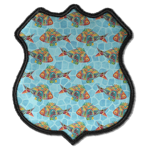 Custom Mosaic Fish Iron On Shield Patch C