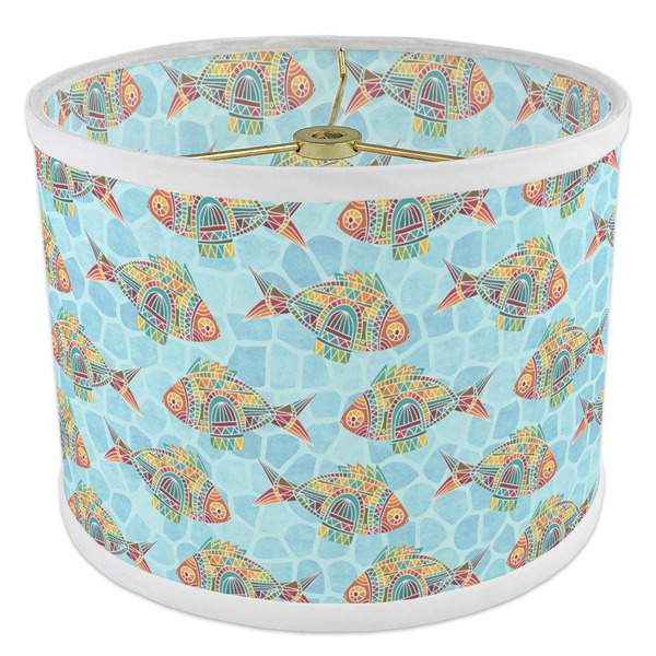 Mosaic Fish 8" Drum Lampshade - ANGLE Poly-Film