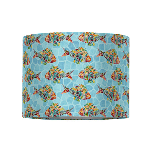 Mosaic Fish 8" Drum Lampshade - FRONT (Fabric)