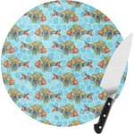Mosaic Fish Round Glass Cutting Board - Small