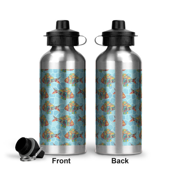 Mosaic Fish Aluminum Water Bottle - Front and Back