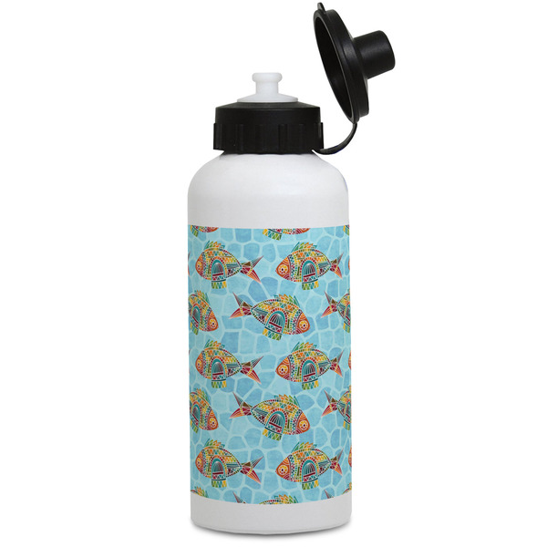 Custom Mosaic Fish Water Bottles - Aluminum - 20 oz - White