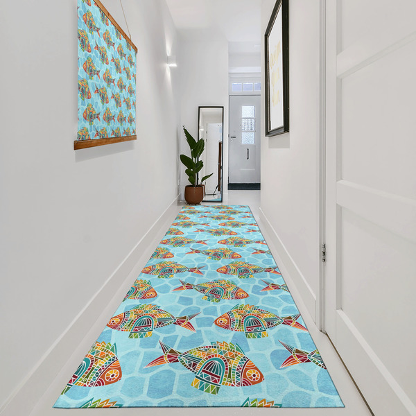 Mosaic Fish Area Rug Sizes - In Context (vertical)