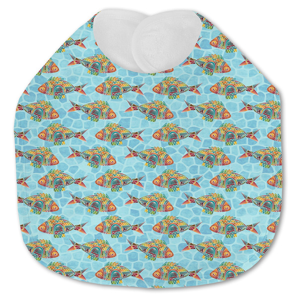 Custom Mosaic Fish Jersey Knit Baby Bib