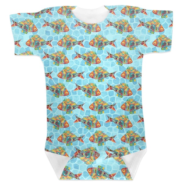 Custom Mosaic Fish Baby Bodysuit 3-6