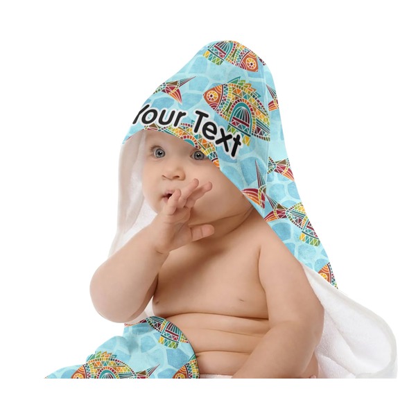 Mosaic Fish Baby Hooded Towel on Child