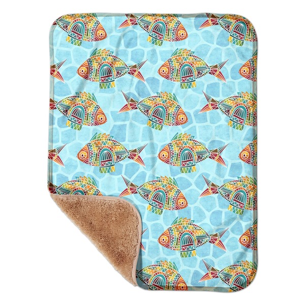 Custom Mosaic Fish Sherpa Baby Blanket - 30" x 40"