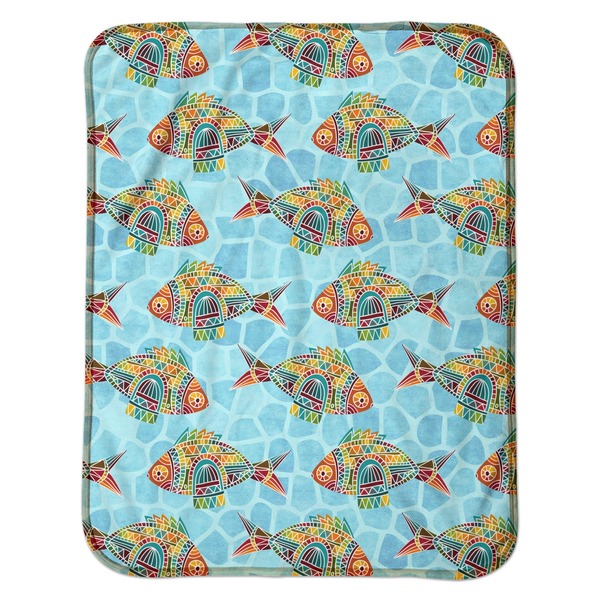 Mosaic Fish Baby Sherpa Blanket - Flat