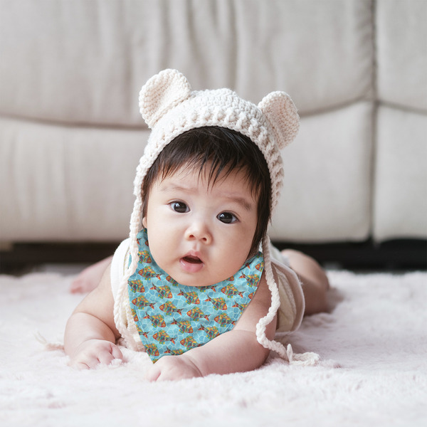 Mosaic Fish Bandana Bib - (Lifestyle 2 girl)