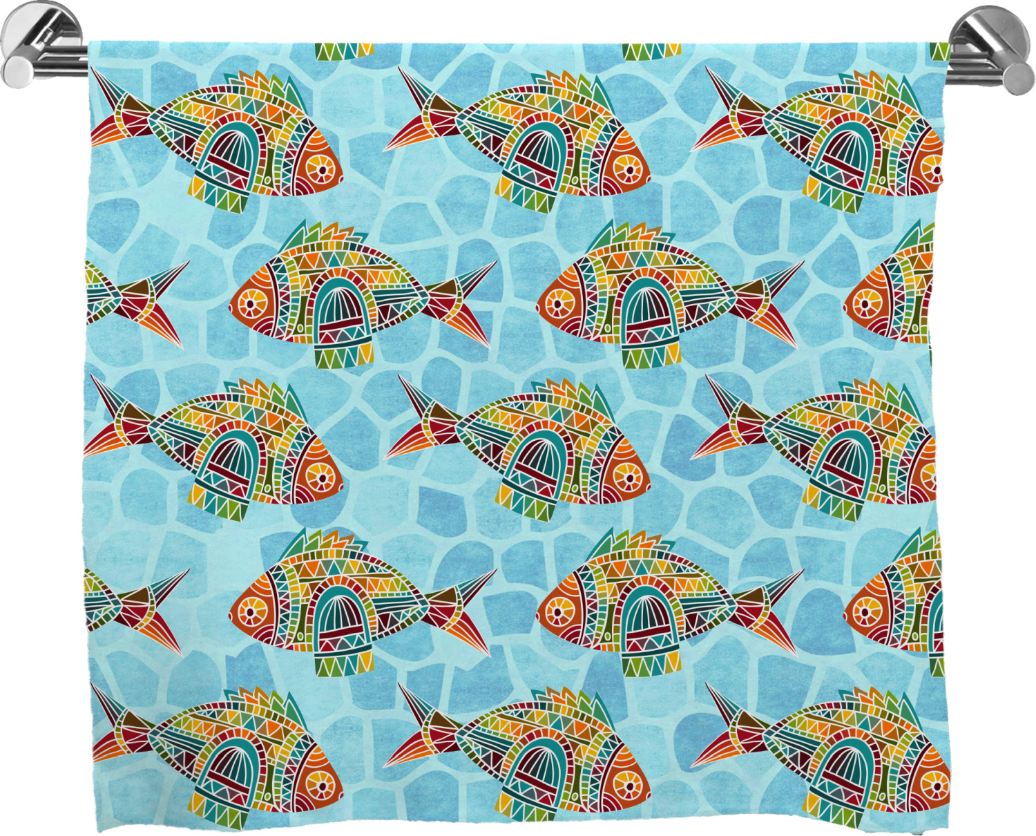 Mosaic Fish Bath Towel YouCustomizeIt
