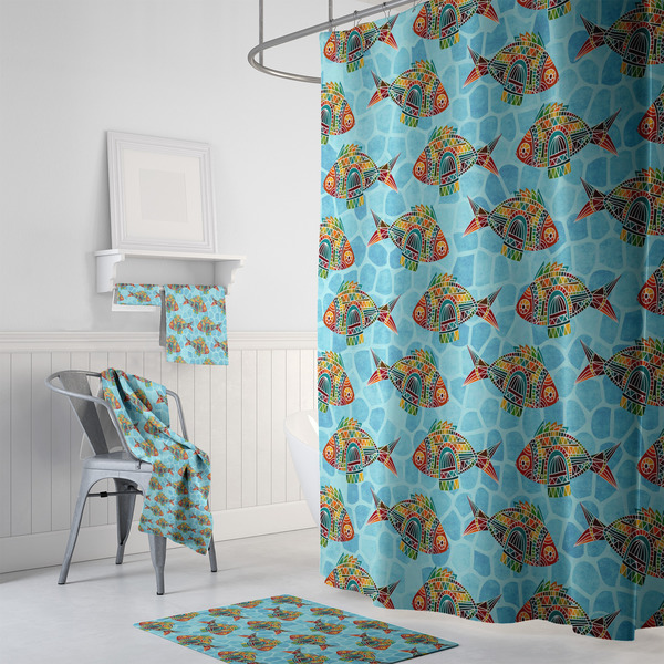 Mosaic Fish Bath Towel Sets - 3-piece - In Context
