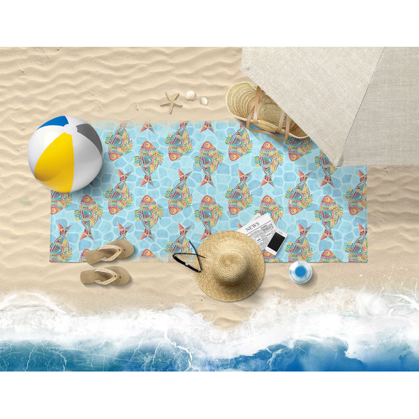 Mosaic Fish Beach Towel Lifestyle