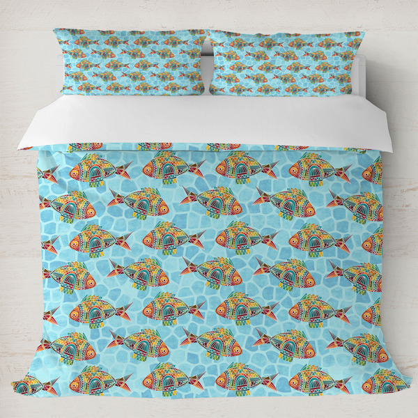Custom Mosaic Fish Duvet Cover Set - King