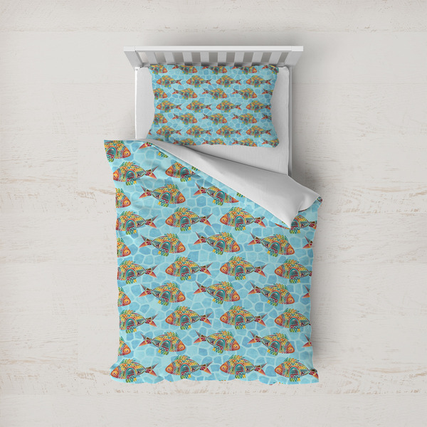 Custom Mosaic Fish Duvet Cover Set - Twin