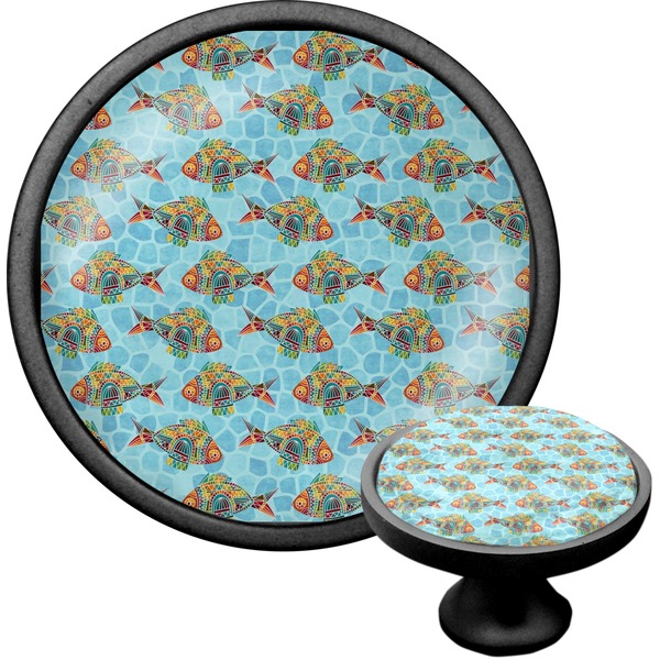 Custom Mosaic Fish Cabinet Knob (Black)