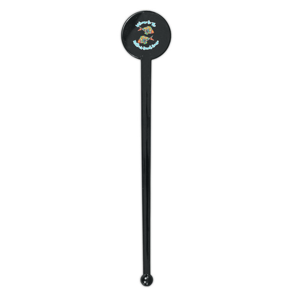 Mosaic Fish Black Plastic 7" Stir Stick - Round - Single Stick