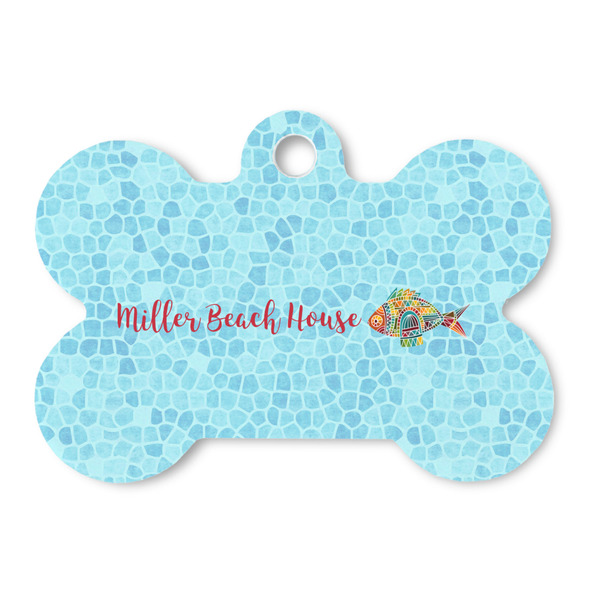 Custom Mosaic Fish Bone Shaped Dog ID Tag