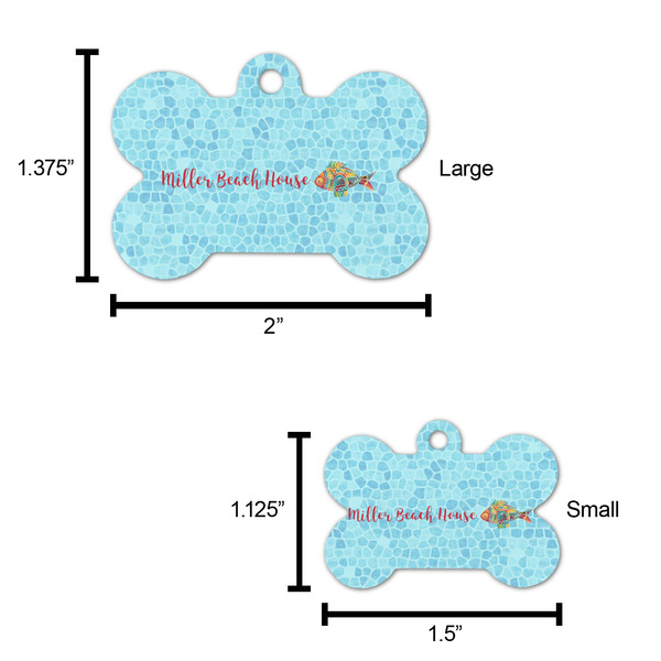 Mosaic Fish Bone Shaped Dog ID Tag - Large - Scale