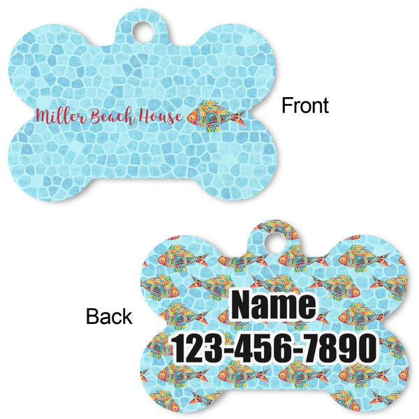 Mosaic Fish Bone Shaped Dog Tag - Front & Back