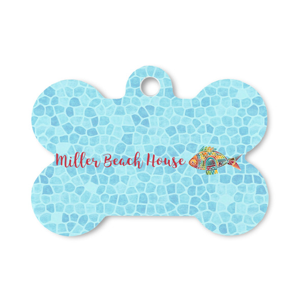 Custom Mosaic Fish Bone Shaped Dog ID Tag - Small