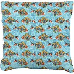 Mosaic Fish Faux-Linen Throw Pillow 16"
