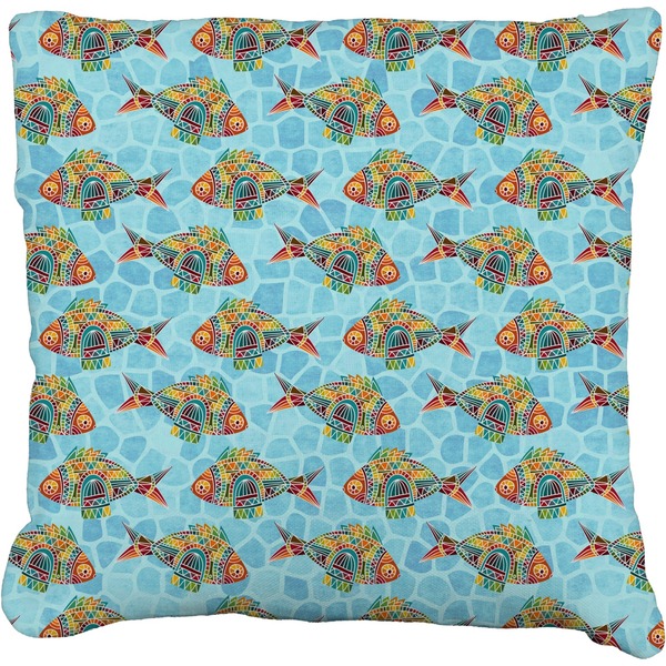Custom Mosaic Fish Faux-Linen Throw Pillow 16"
