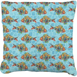 Mosaic Fish Faux-Linen Throw Pillow 18"