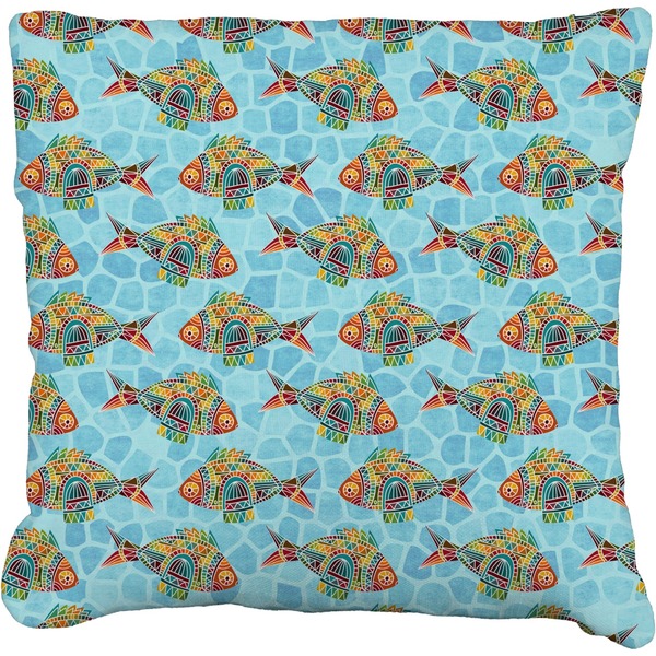 Custom Mosaic Fish Faux-Linen Throw Pillow 18"