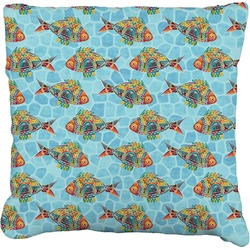 Mosaic Fish Faux-Linen Throw Pillow 20"