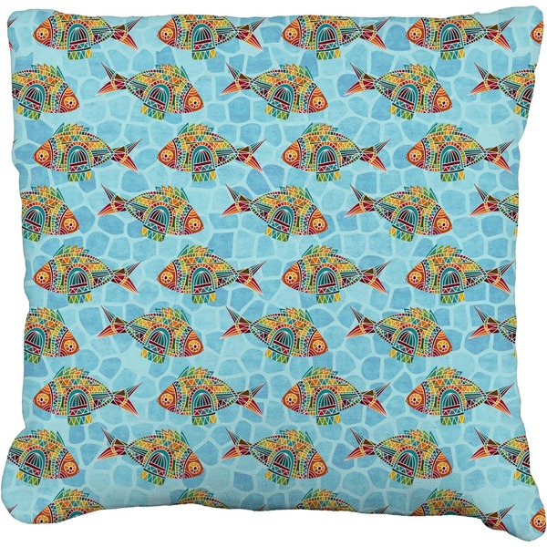 Custom Mosaic Fish Faux-Linen Throw Pillow 26"