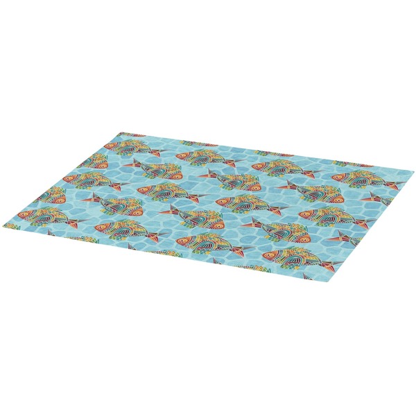 Colorful FIsh Burlap Placemat (Angle View)