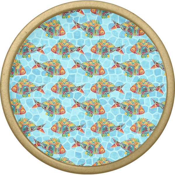 Mosaic Fish Cabinet Knob - Gold - Front