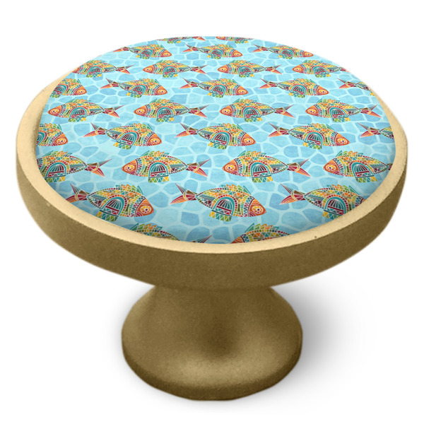 Mosaic Fish Cabinet Knob - Gold - Side