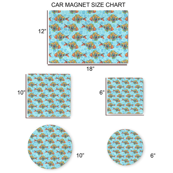 Mosaic Fish Car Magnets - SIZE CHART