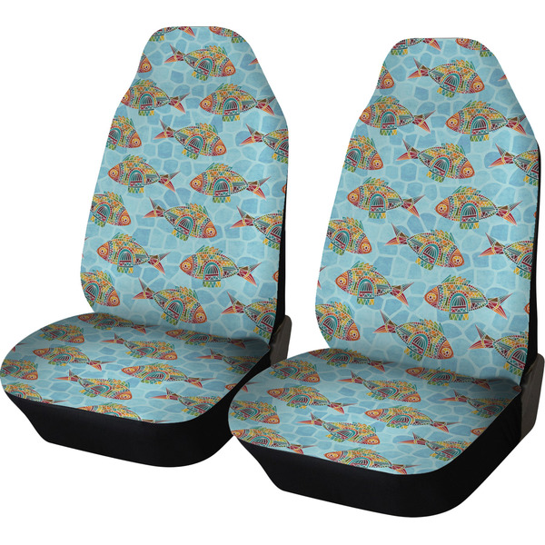 Custom Mosaic Fish Car Seat Covers (Set of Two)
