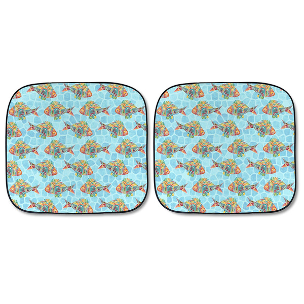 Mosaic Fish Car Sun Shades - FRONT