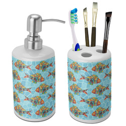 Mosaic Fish Ceramic Bathroom Accessories Set