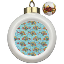 Mosaic Fish Ceramic Ball Ornaments - Poinsettia Garland