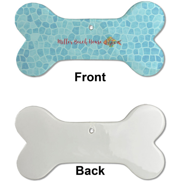 Mosaic Fish Ceramic Flat Ornament - Bone Front & Back Single Print (APPROVAL)
